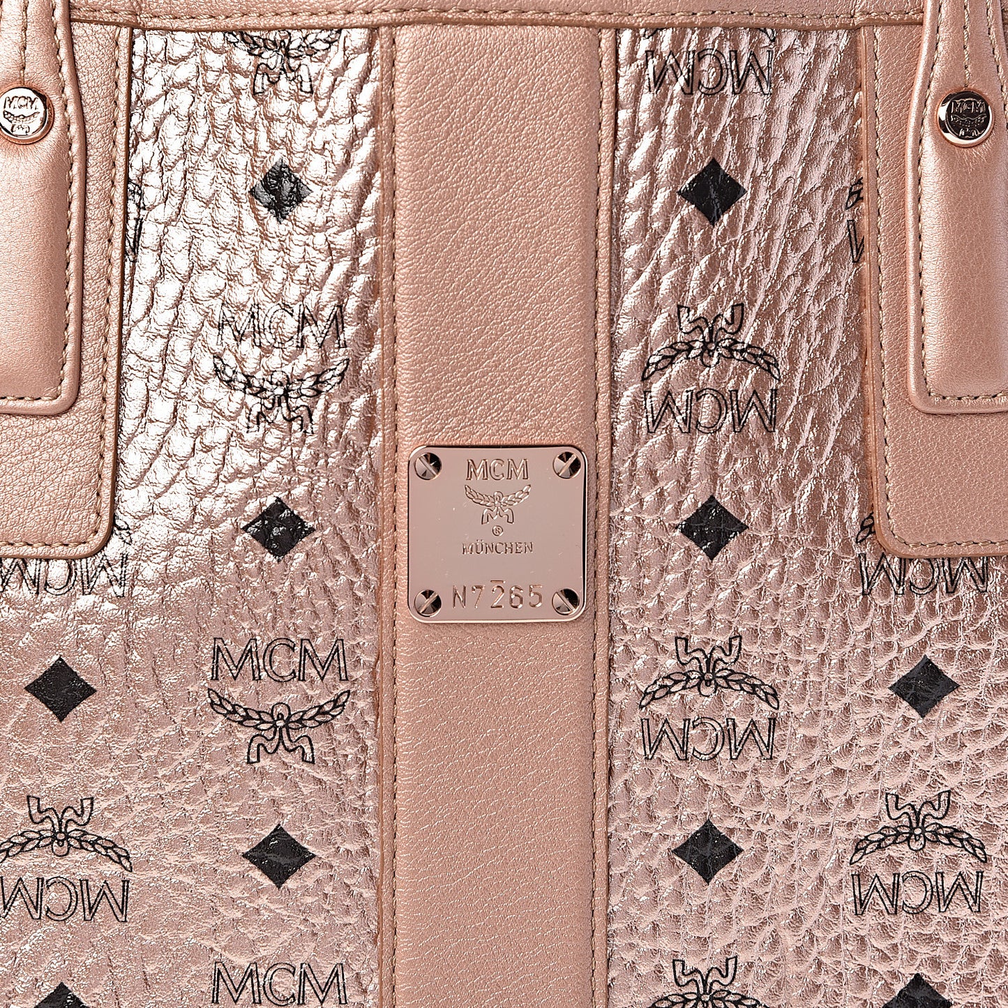 Metallic Visetos Medium Liz Reversible Shopper Tote Champagne Gold