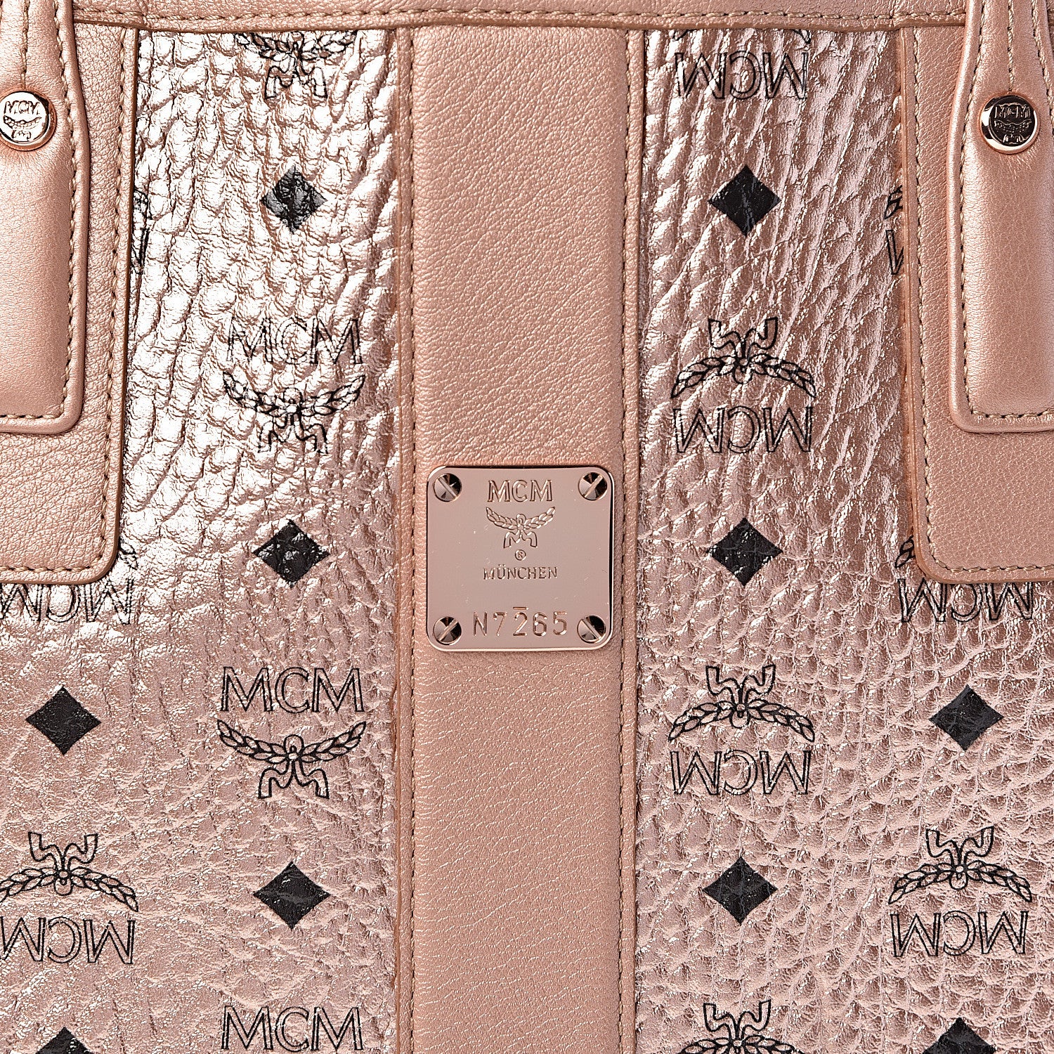 MCM Metallic Visetos Medium Liz Reversible Shopper Tote Champagne Gold 18 of 18