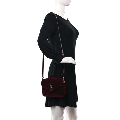 Saint Laurent Velvet Y Quilted Monogram Toy Loulou Crossbody Bag French Burgundy 3 of 10
