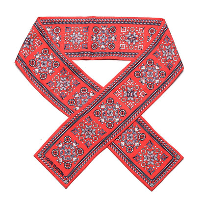 Louis Vuitton Silk Monogram Giant Lvrtual Flowers Bandeau Red 1 of 5