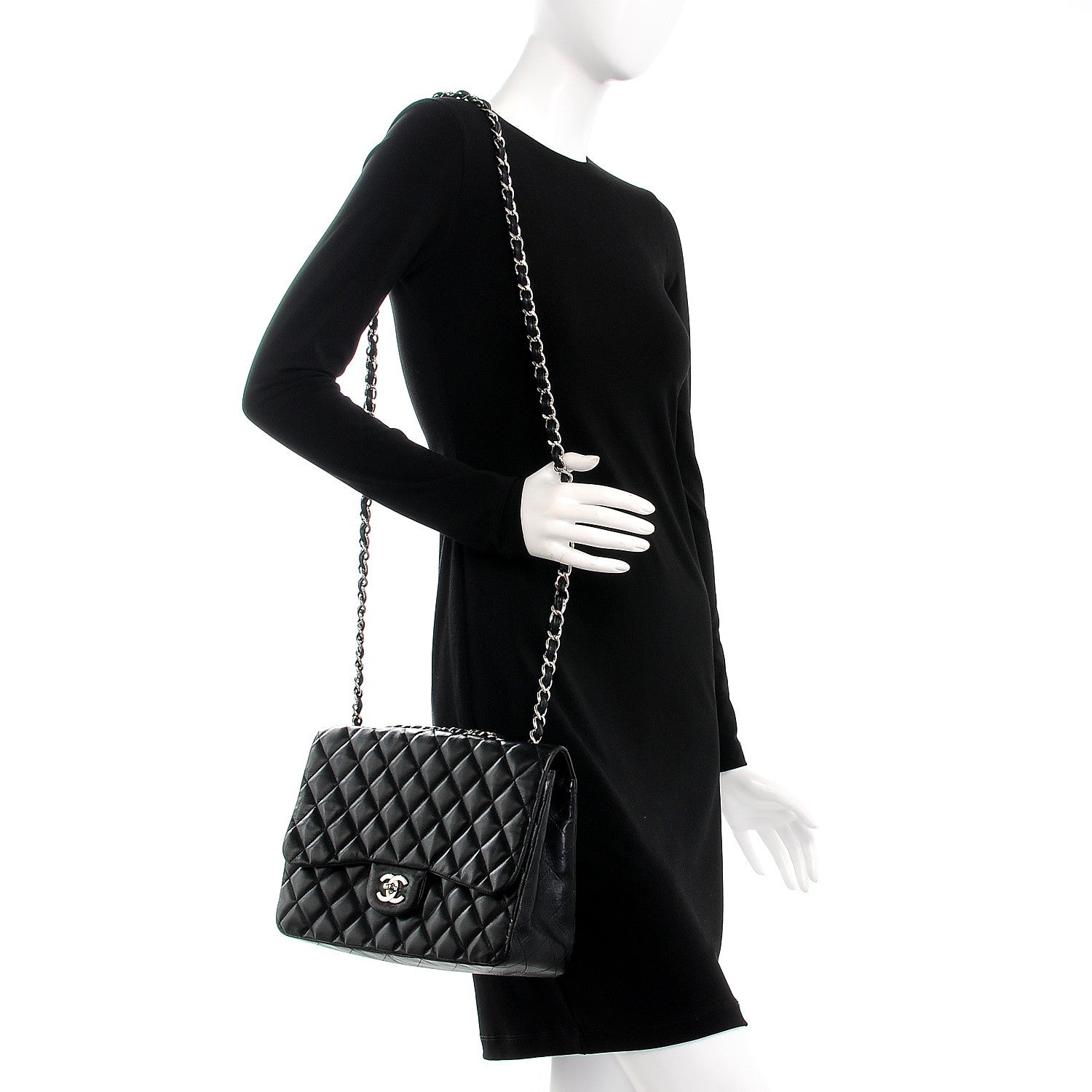 Chanel Lambskin Quilted Jumbo Single Flap Black 2 of 12