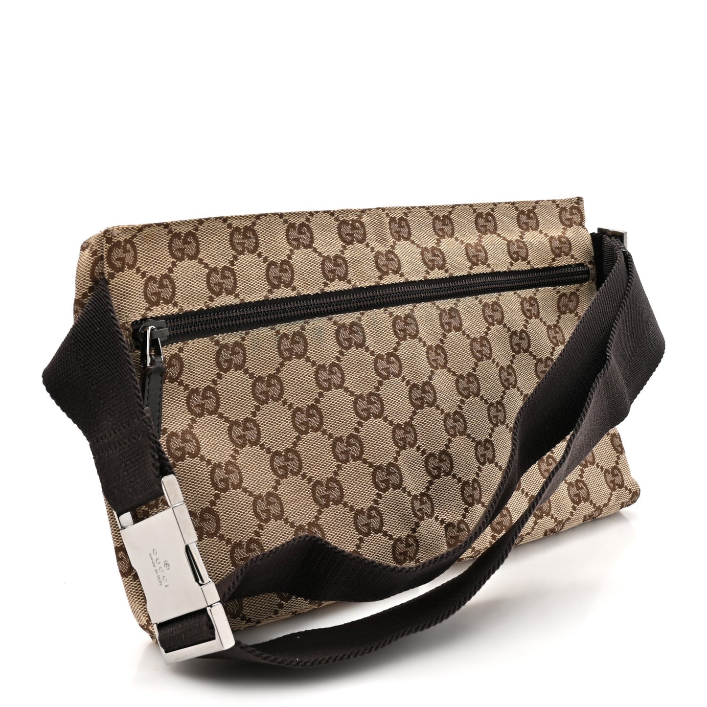 GG Monogram Double Pocket Belt Bag Dark Brown