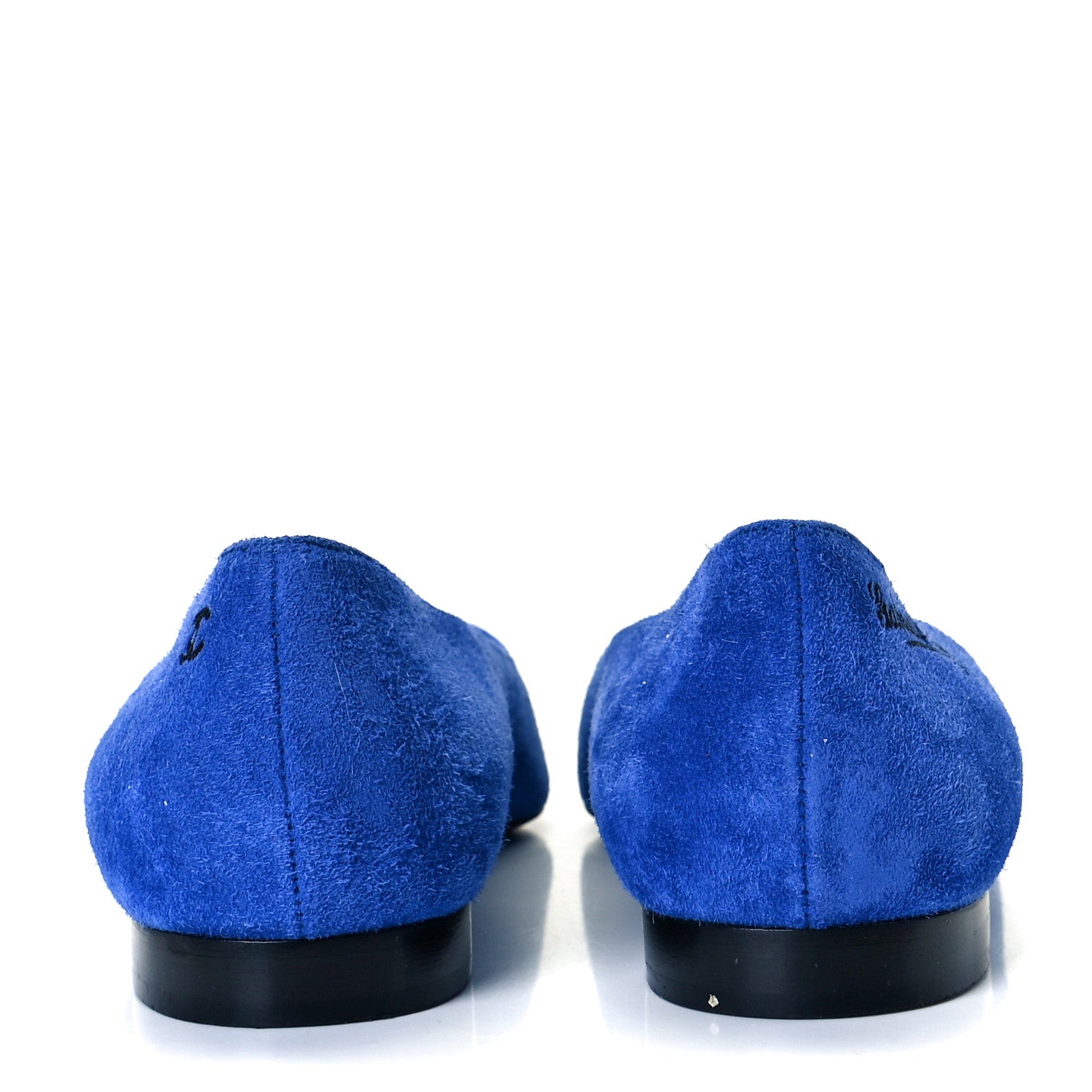 Chanel Suede Satin Cap Toe Gabrielle Ballerina Flats 39 Royal Blue Black 6 of 11