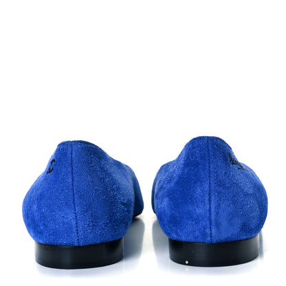 Chanel Suede Satin Cap Toe Gabrielle Ballerina Flats 39 Royal Blue Black 6 of 11
