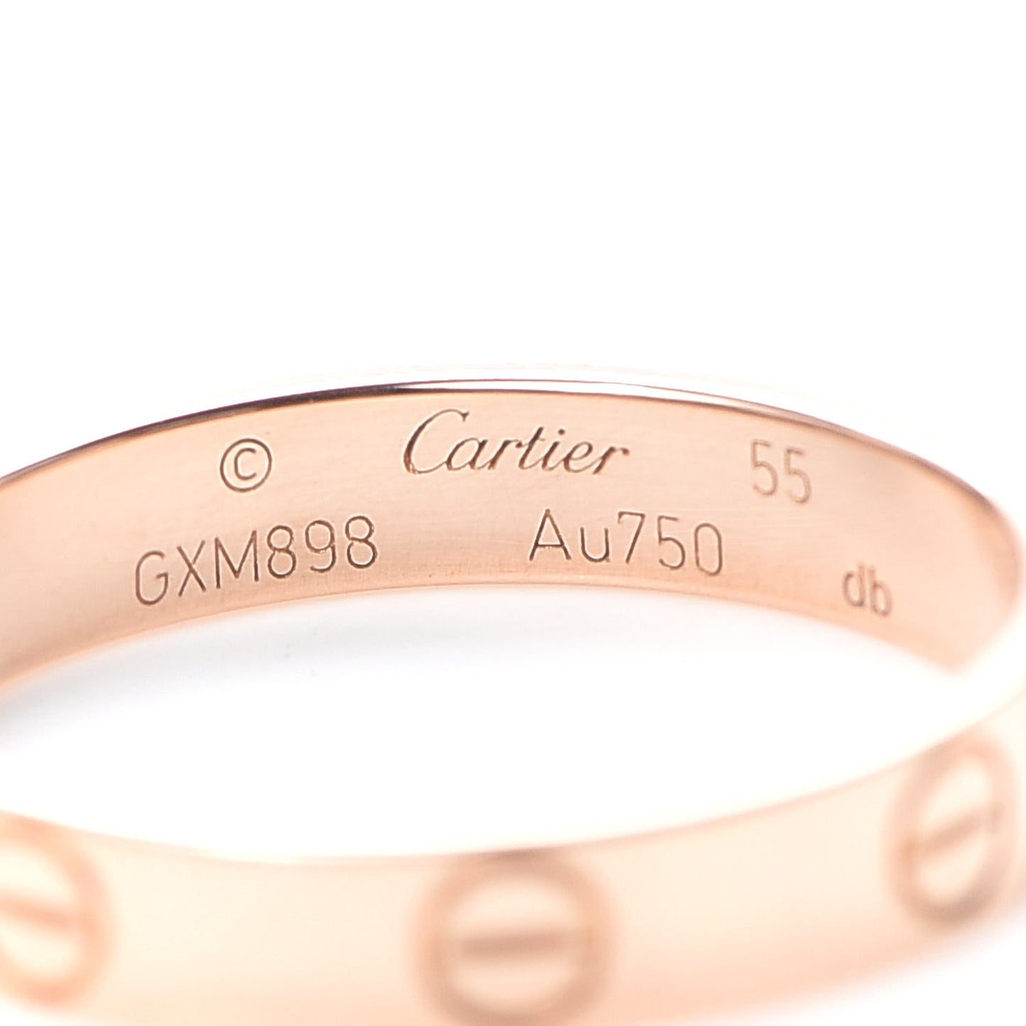 18K Pink Gold 3.5mm LOVE Wedding Band Ring 55 7.25