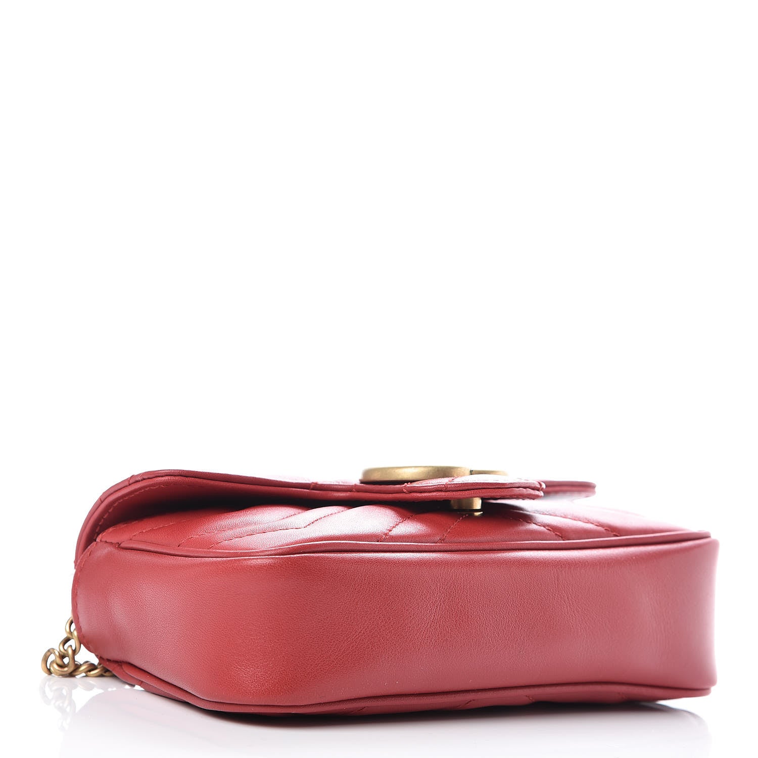 Gucci Calfskin Matelasse Super Mini GG Marmont Shoulder Bag Hibiscus Red 4 of 10