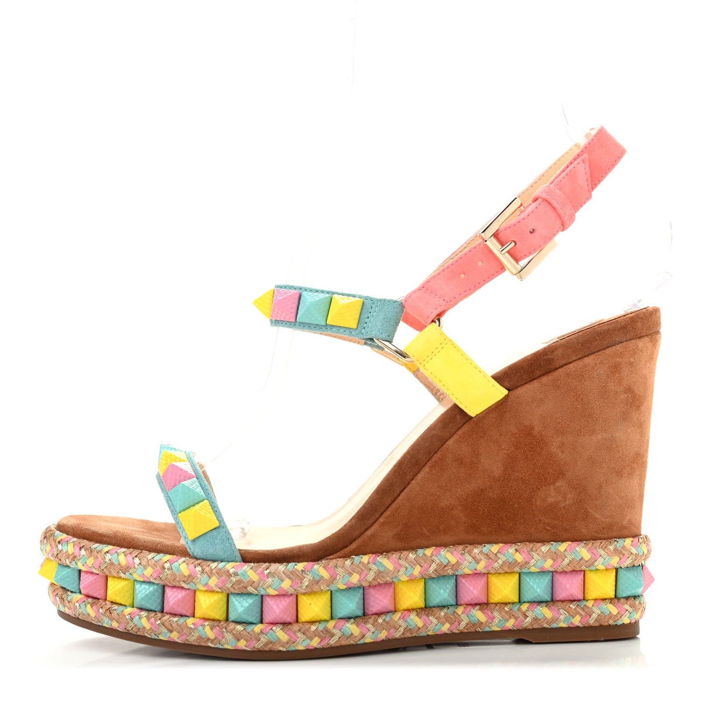 Veau Velours Pyraclou 110 Wedge Sandals 39 Biscotto