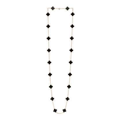 Van Cleef & Arpels 18K Yellow Gold Black Onyx 20 Motifs Vintage Alhambra Necklace 2 of 5