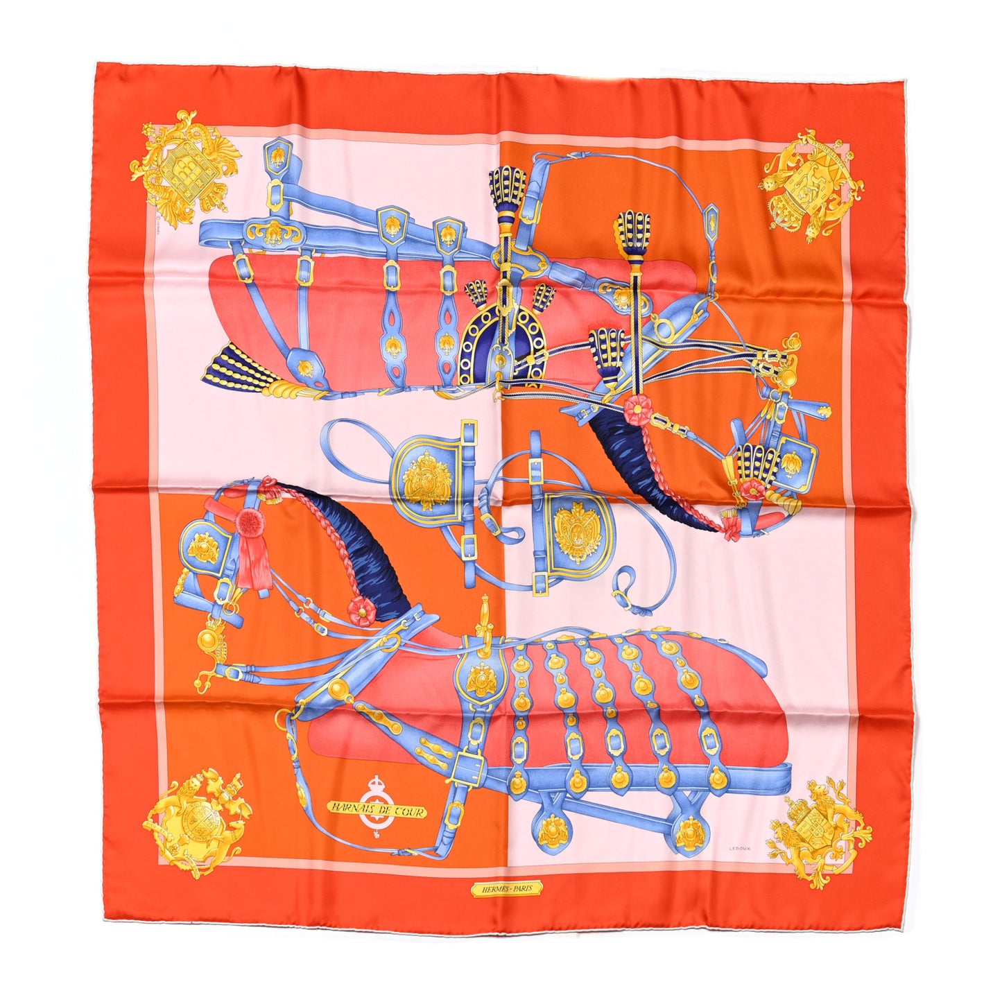 Silk Harnais De Cour Scarf 90 Orange