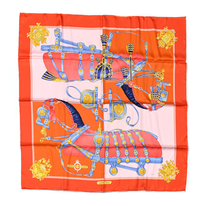 Hermes Silk Harnais De Cour Scarf 90 Orange 1 of 5
