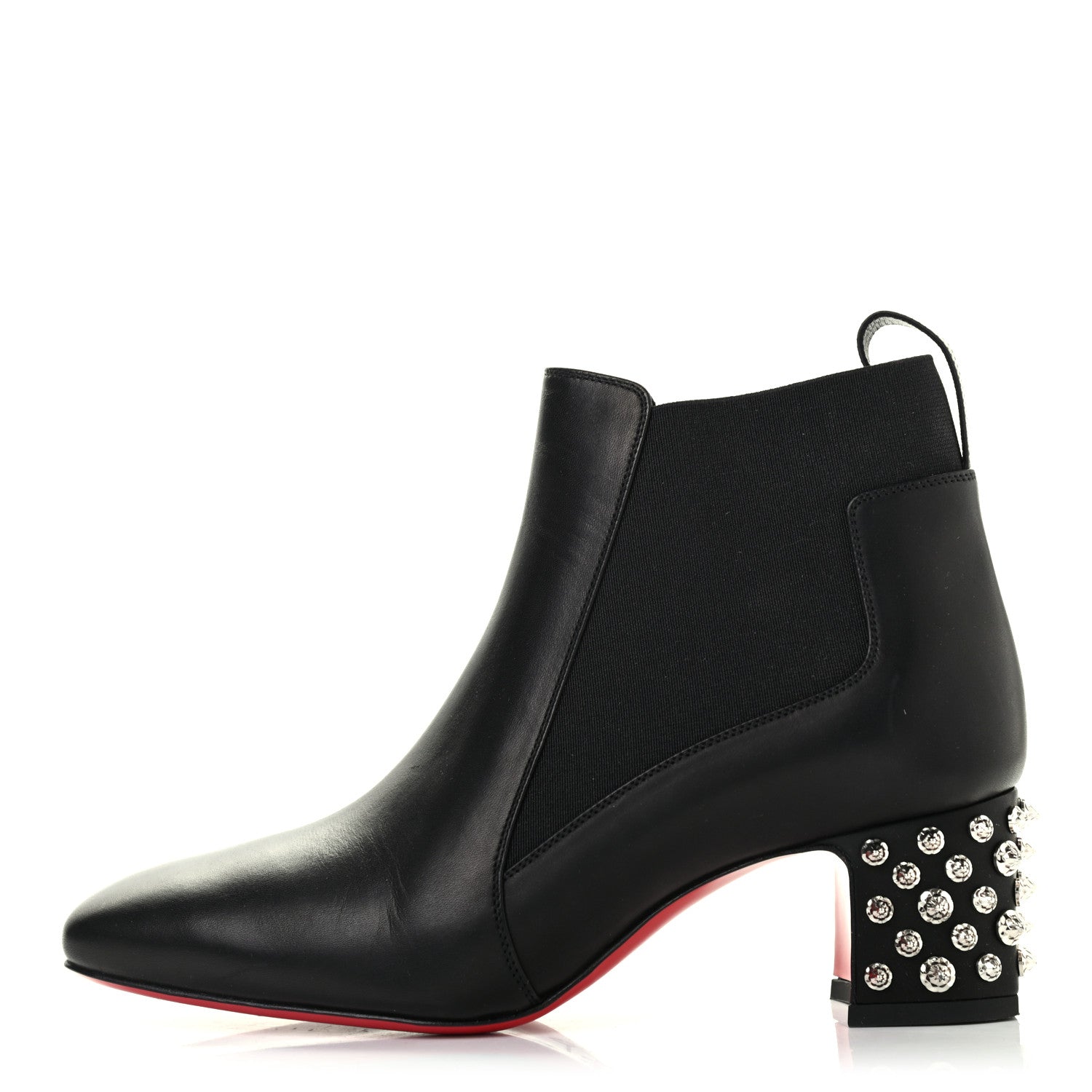 Christian Louboutin Calfskin Spiked Study Stretch 55 Ankle Boots 38 Black 1 of 7
