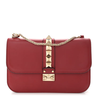 Valentino Garavani Vitello Medium Glam Lock Rockstud Flap Red 1 of 13
