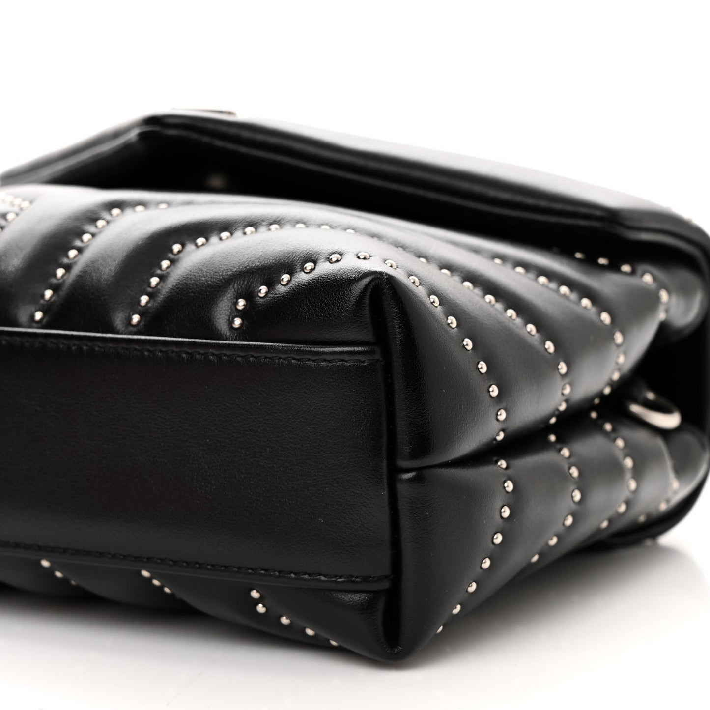 Calfskin Y Quilted Studded Monogram Toy Loulou Crossbody Bag Black