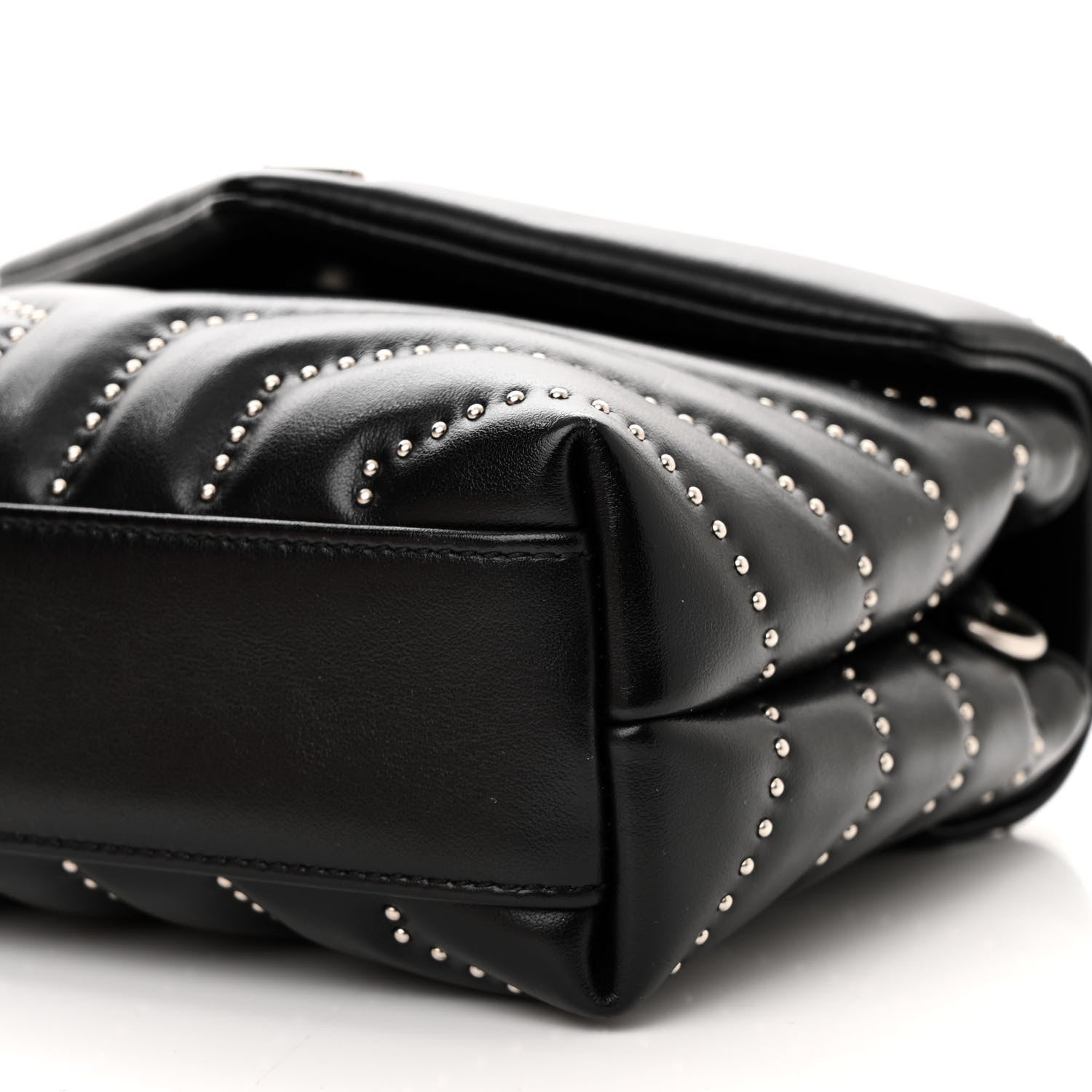 Saint Laurent Calfskin Y Quilted Studded Monogram Toy Loulou Crossbody Bag Black 10 of 10