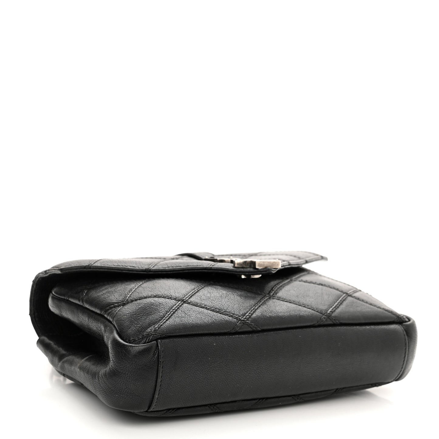Calfskin Matelasse Diamond Quilted Monogram Medium College Bag Black