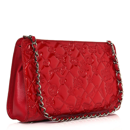 Chanel Patent Calfskin Lucky Symbols Pochette Red 2 of 12