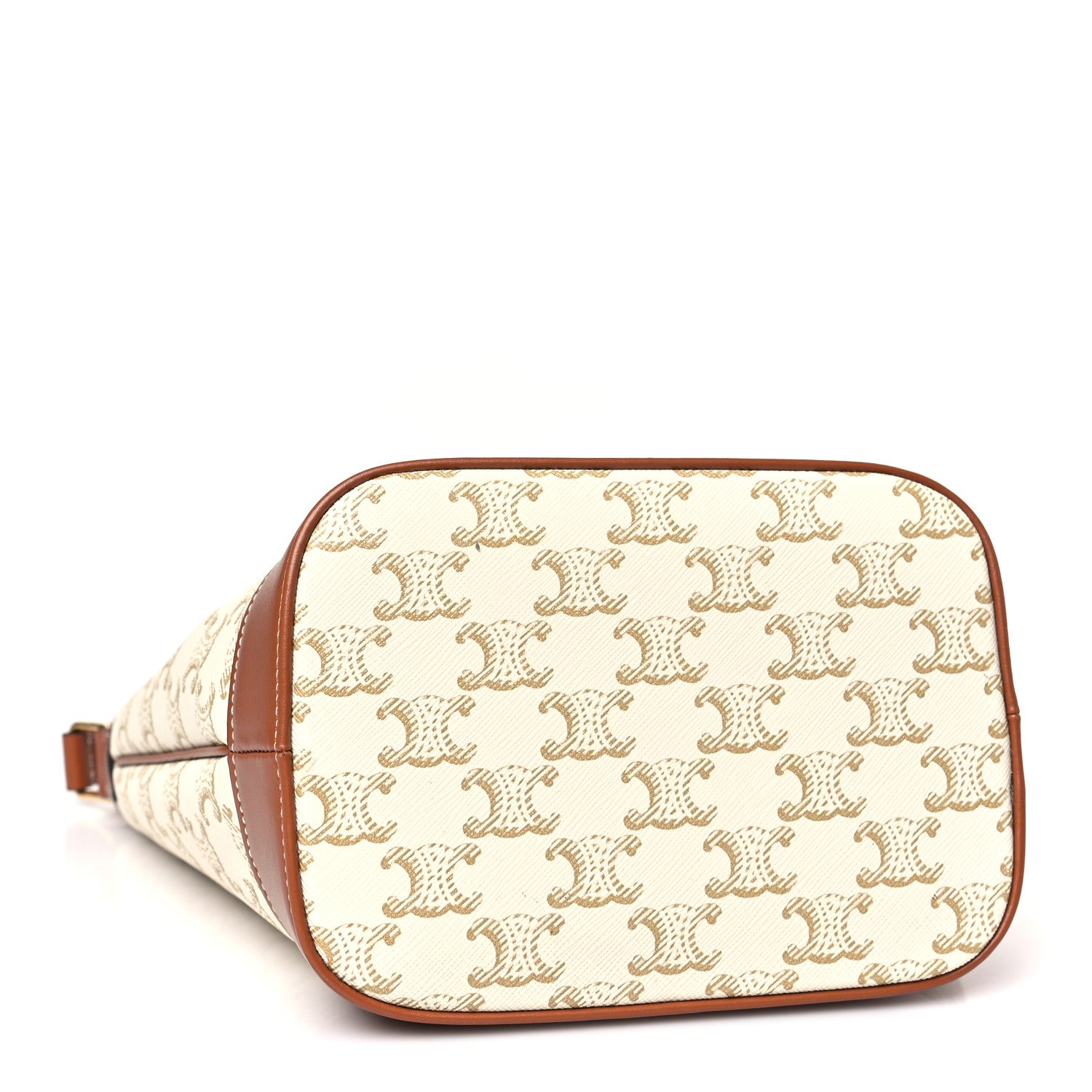 Celine Triomphe Canvas Calfskin Small Bucket Bag White 4 of 9