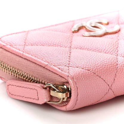 Chanel Iridescent Caviar Quilted Zip Coin Purse Pink 9 of 11