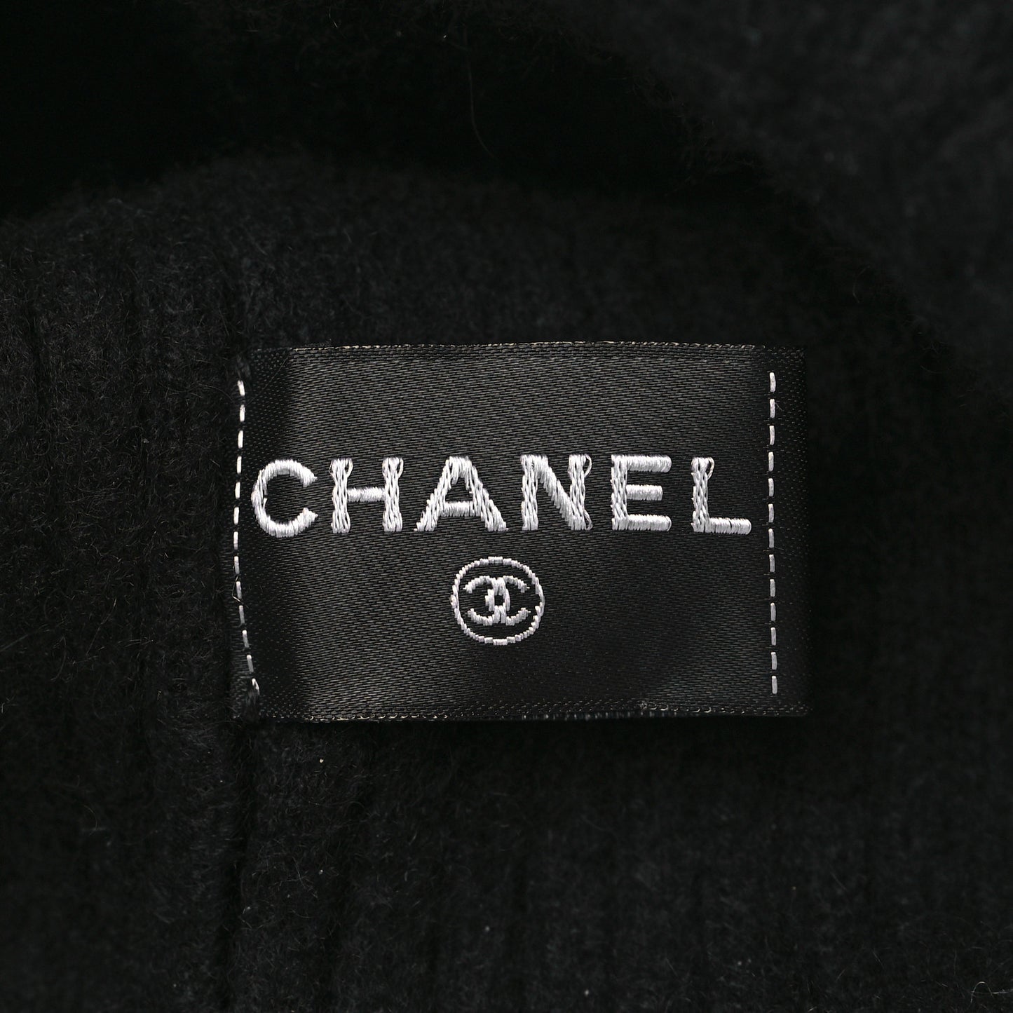 Cashmere Sequins Logo Beanie Hat Black