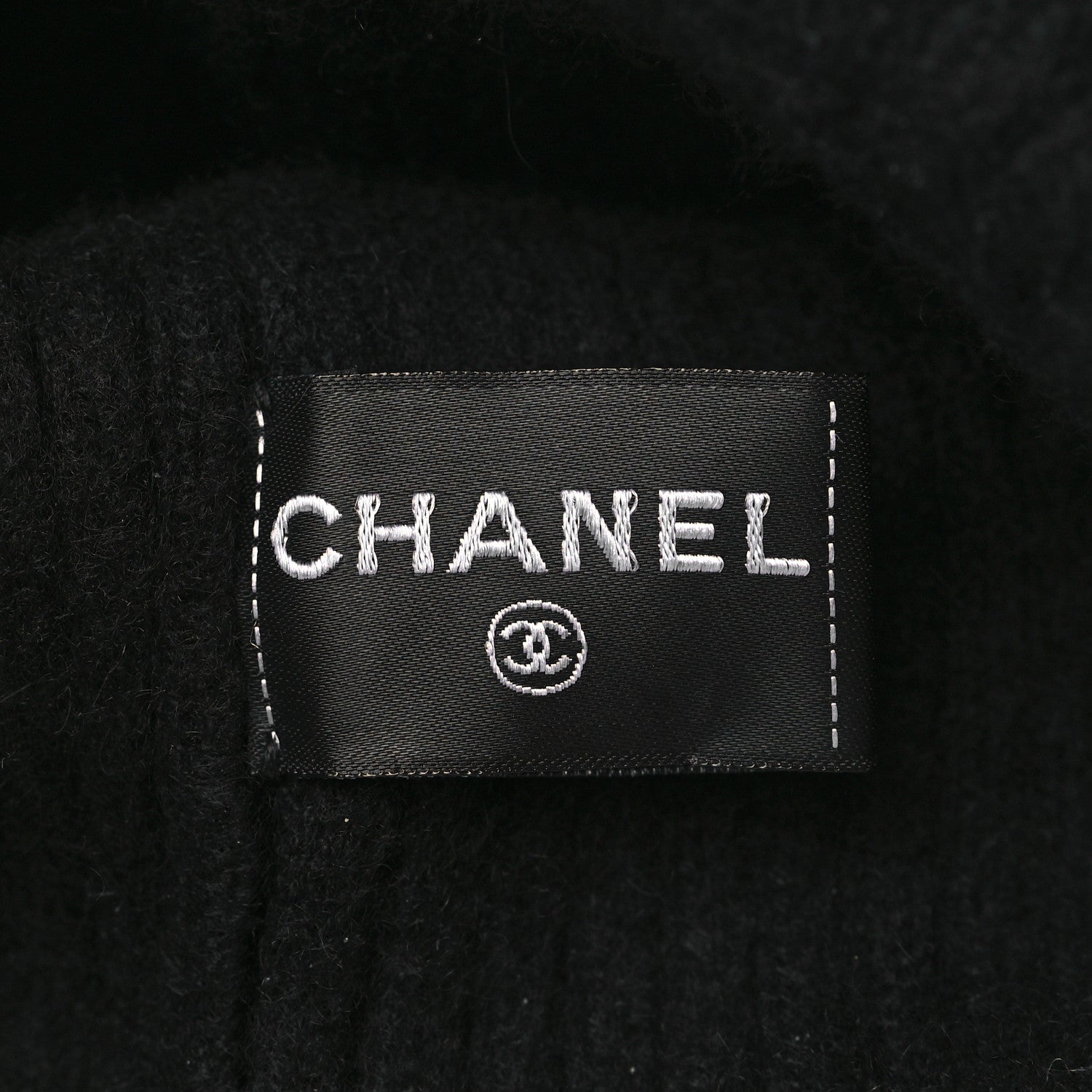 Chanel Cashmere Sequins Logo Beanie Hat Black 3 of 5