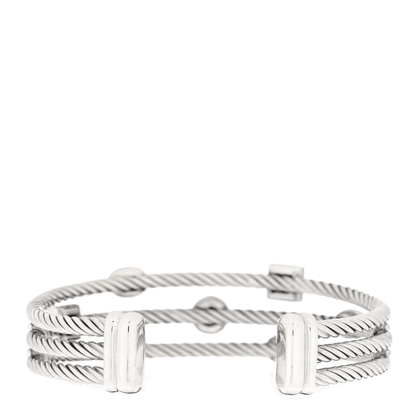 Sterling Silver Diamond Three Row Confetti Cuff Bracelet