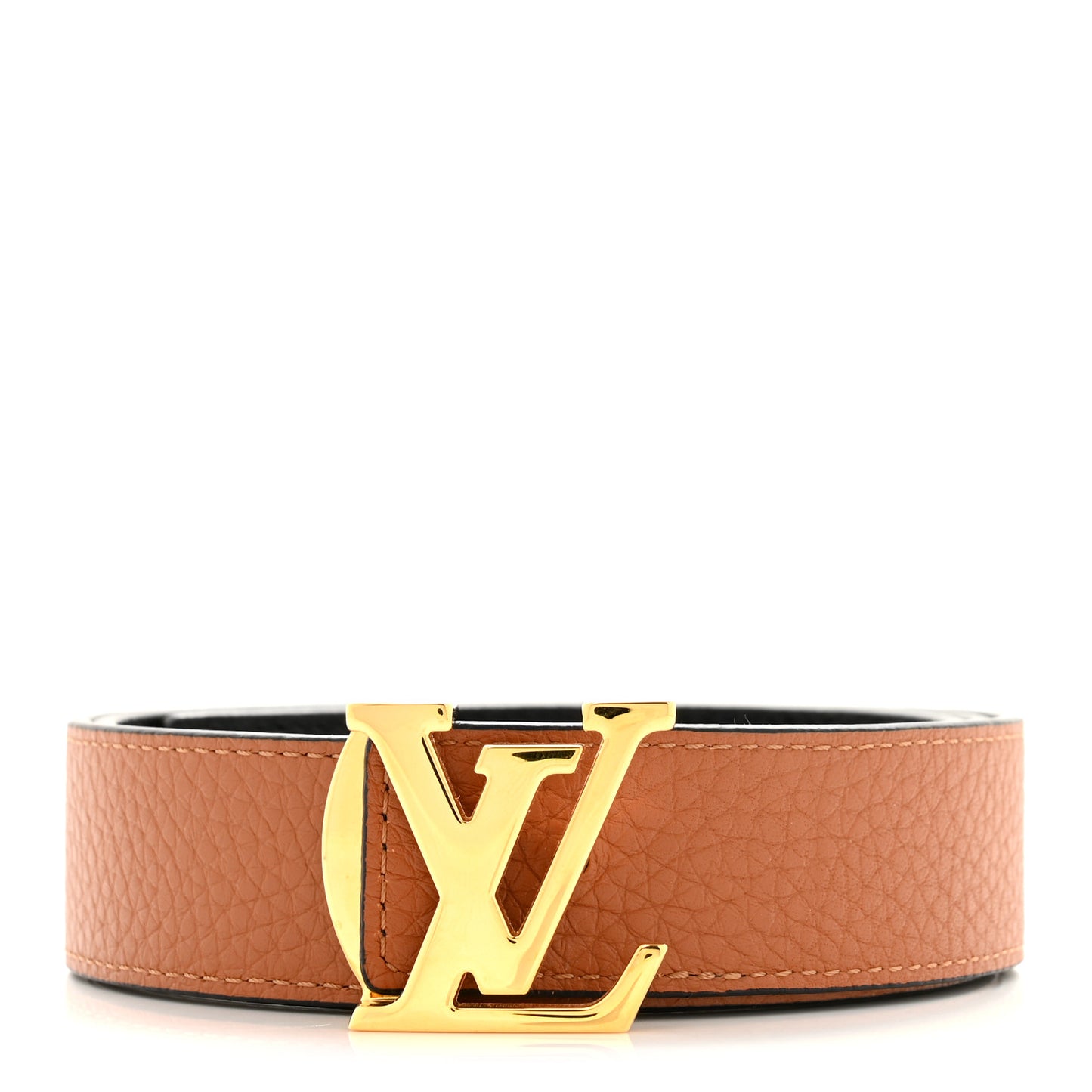 Taurillon Calfskin 30mm LV Initiales Reversible Belt 75 30 Black