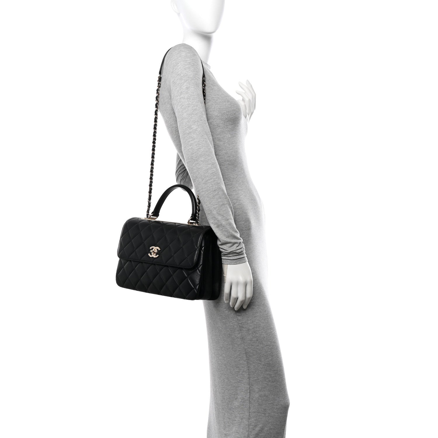 Chanel Lambskin Quilted Medium Trendy CC Flap Dual Handle Bag Black 2 of 11