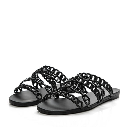 Hermes Rubber Chaine d'Ancre Nude Sandals 40 Black 3 of 7