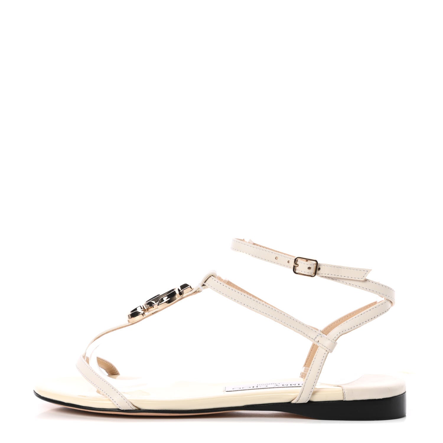 Jimmy Choo Nappa Patent Alodie Flat Sandals 36 Latte 1 of 8