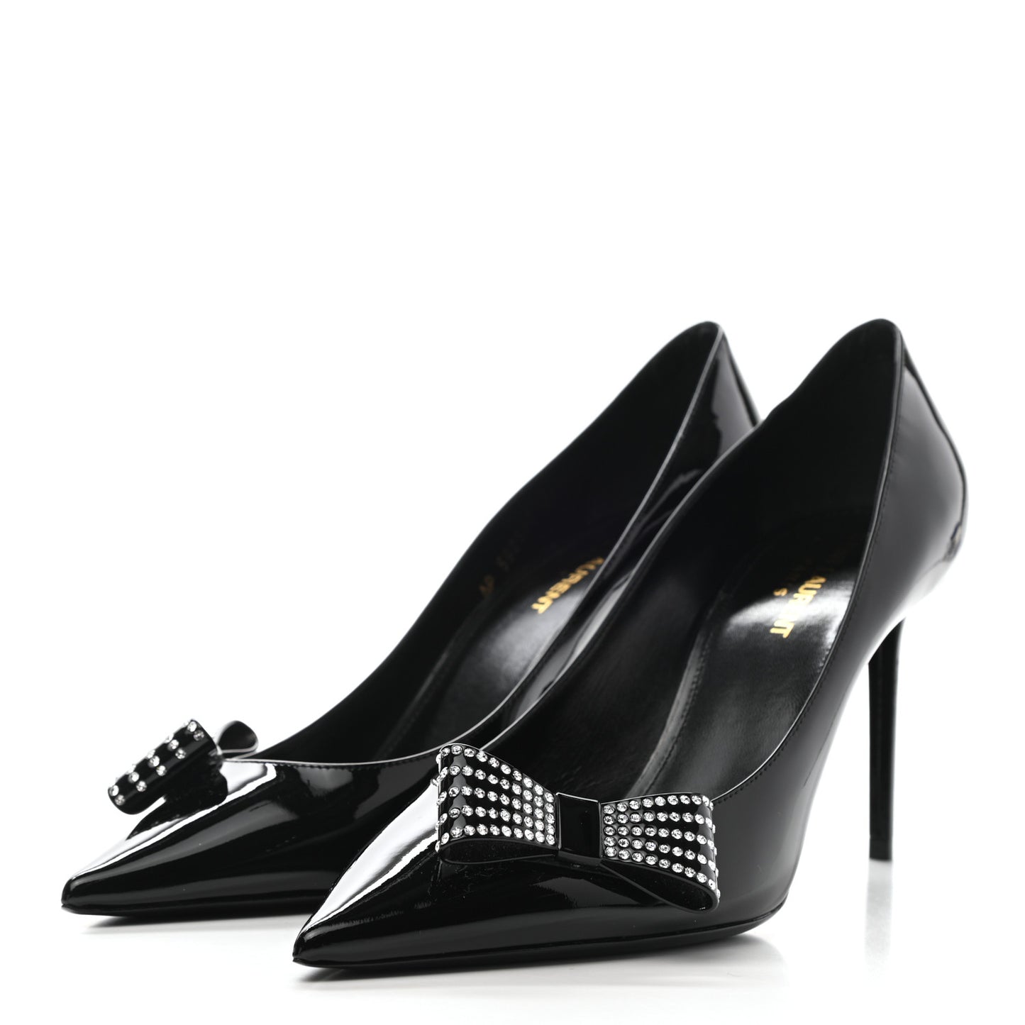 Patent Calfskin Zoe Bow 85 Pumps 39 Black