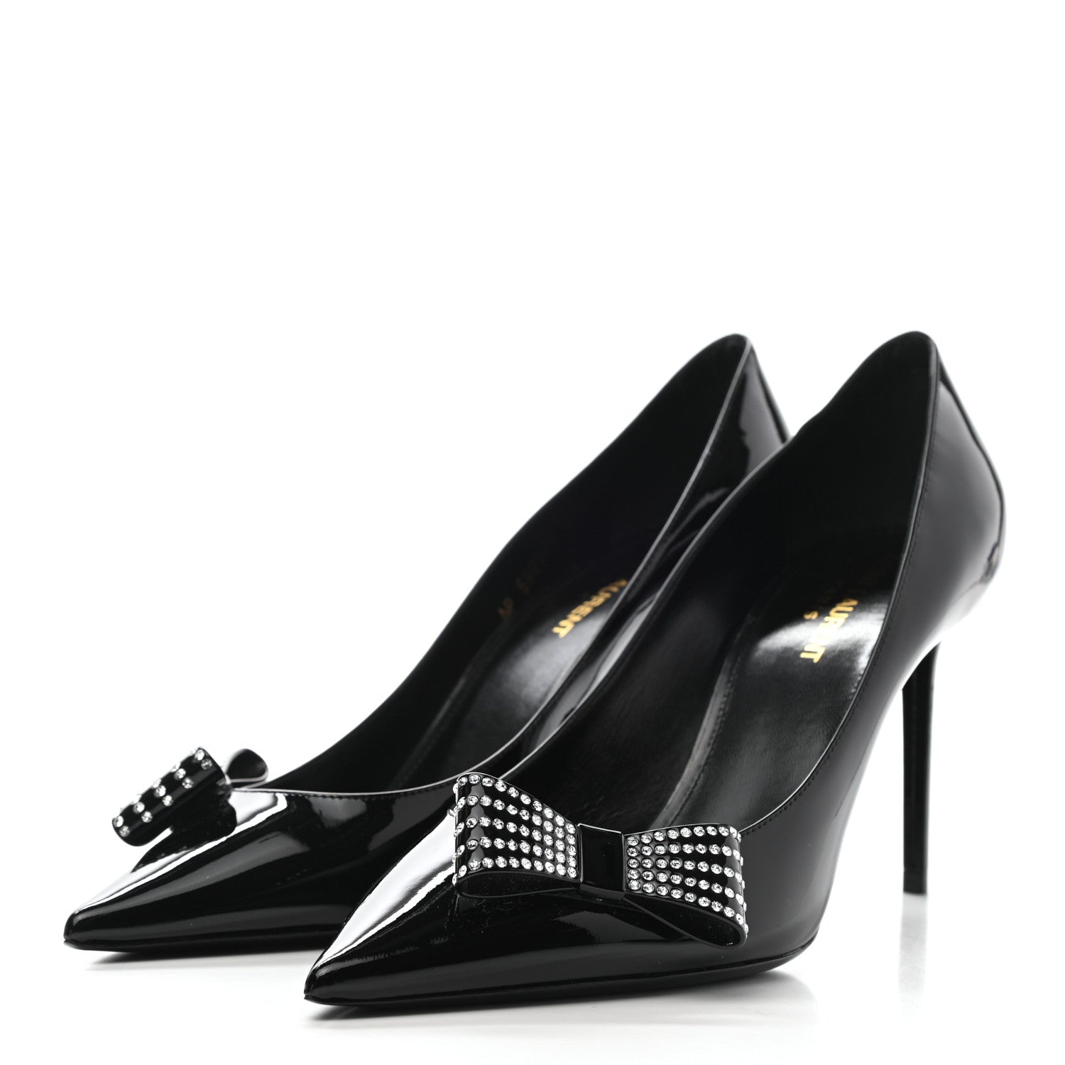 Saint Laurent Patent Calfskin Zoe Bow 85 Pumps 39 Black 3 of 11