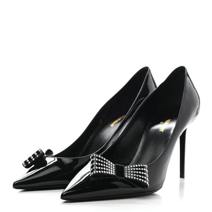 Saint Laurent Patent Calfskin Zoe Bow 85 Pumps 39 Black 3 of 11