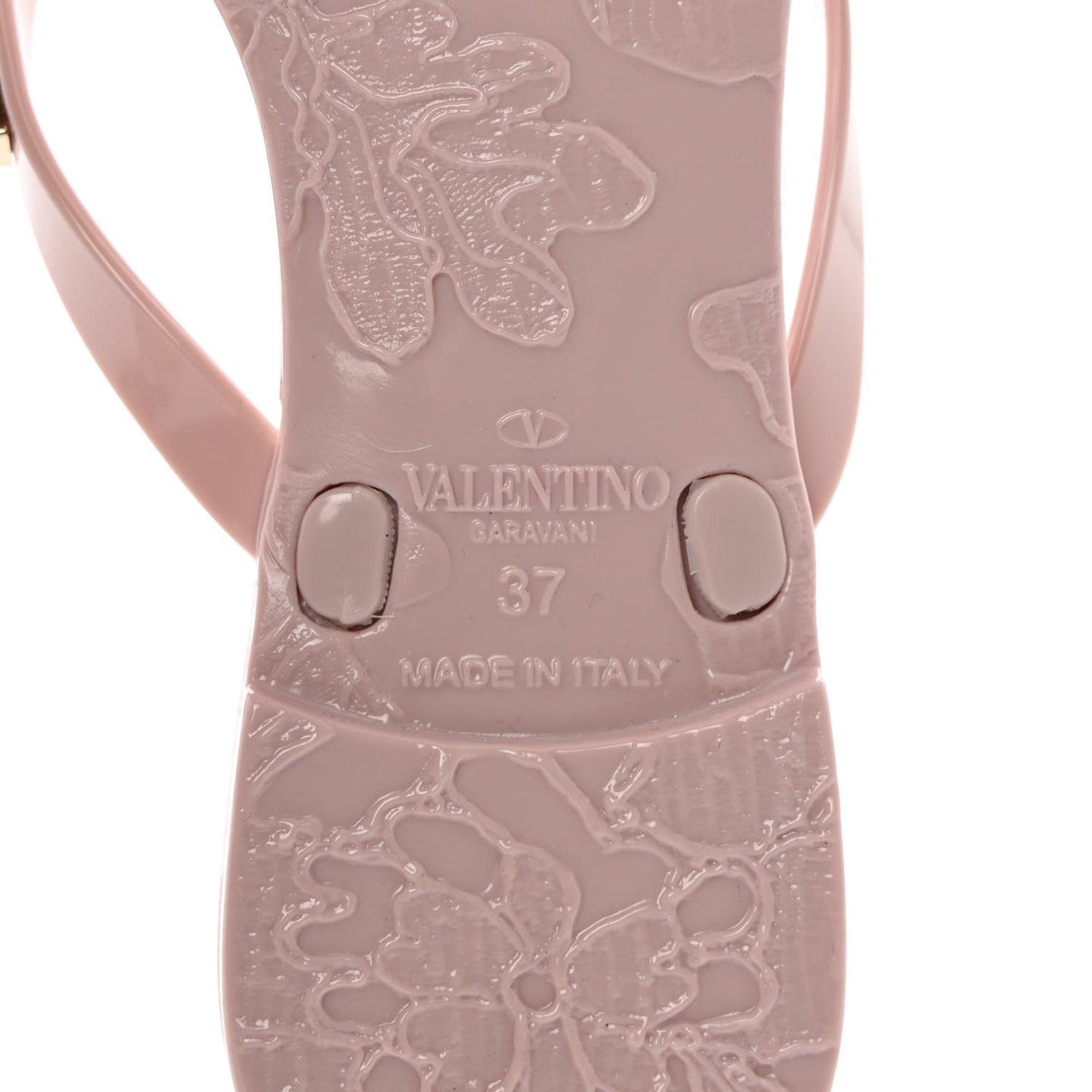 PVC Jelly Rockstud Bow Thong Sandals 37 Water Rose