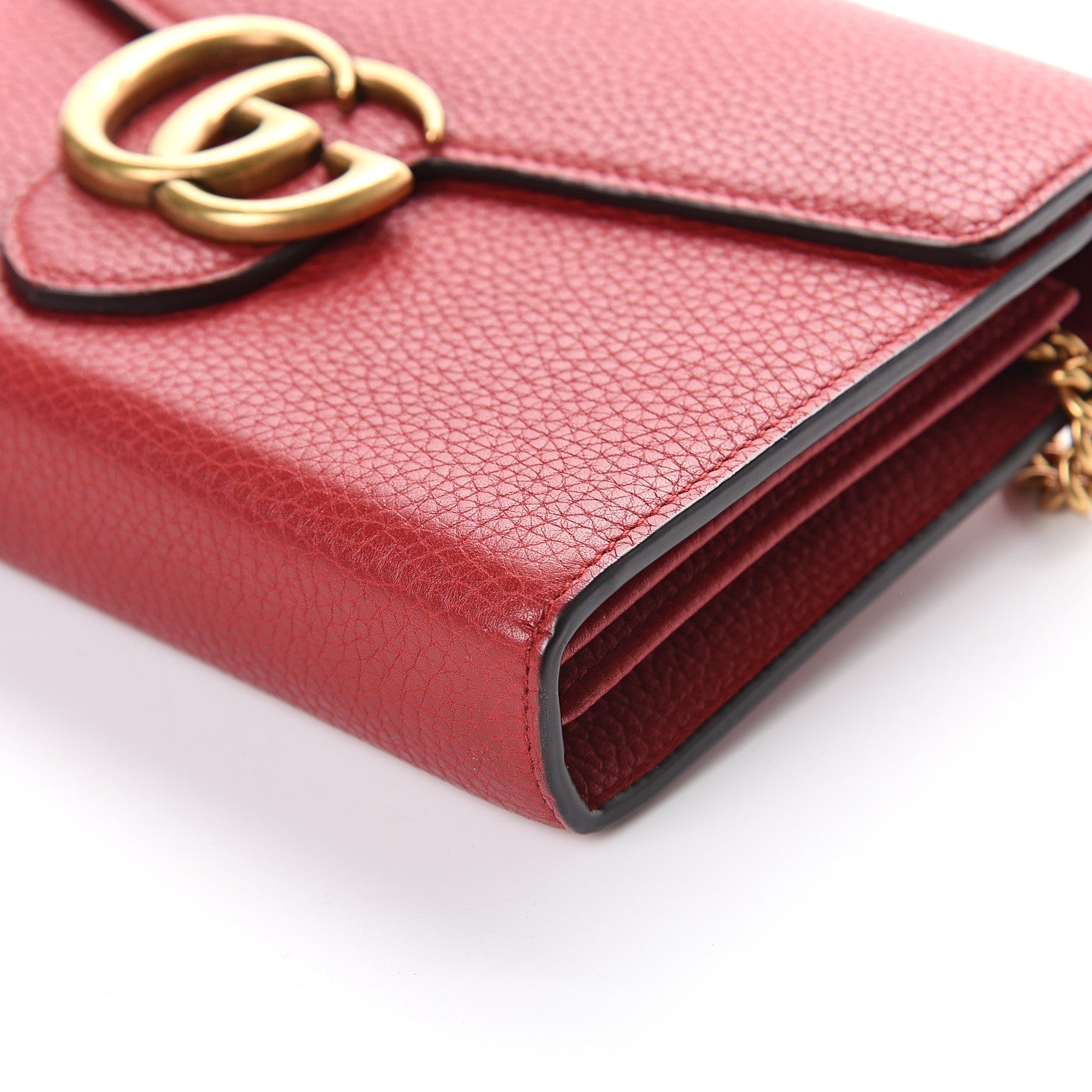 Gucci Calfskin GG Marmont Chain Wallet Vulcanic Red 7 of 7