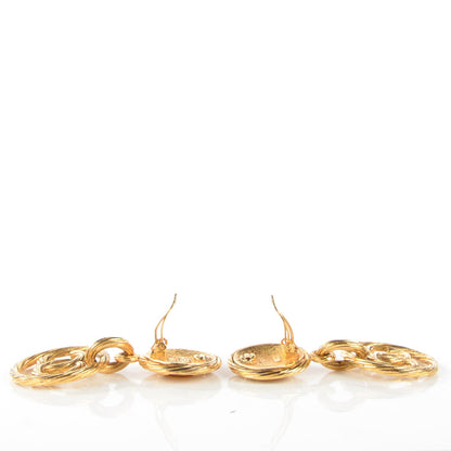 Chanel Twisted CC Clip On Drop Earrings Gold 3 of 5