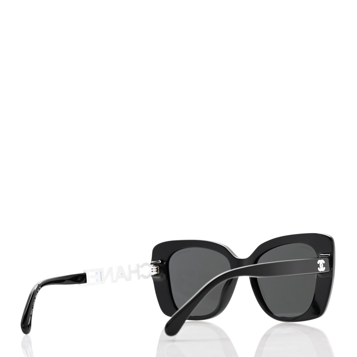 Acetate Strass Square Sunglasses 5422-B Black White