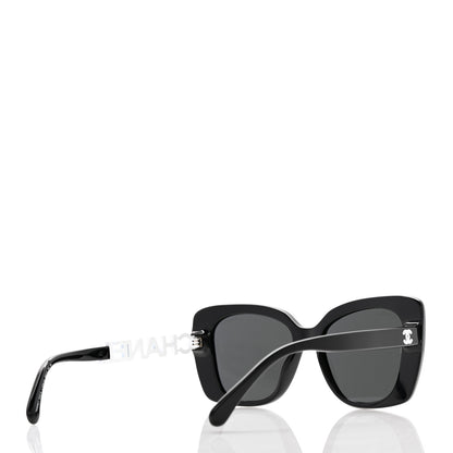 Chanel Acetate Strass Square Sunglasses 5422-B Black White 4 of 9