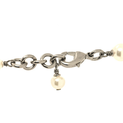 Chanel Crystal Pearl CC Long Necklace Silver 4 of 5