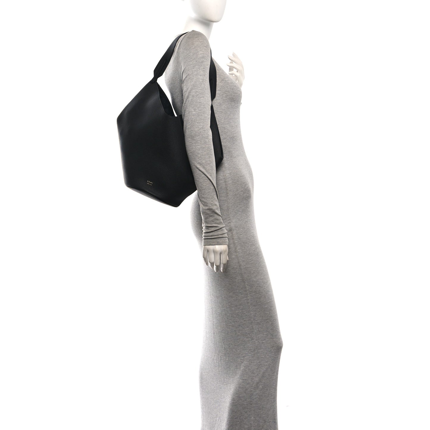 Pebbled Sport Calfskin Small Lotus Tote Black