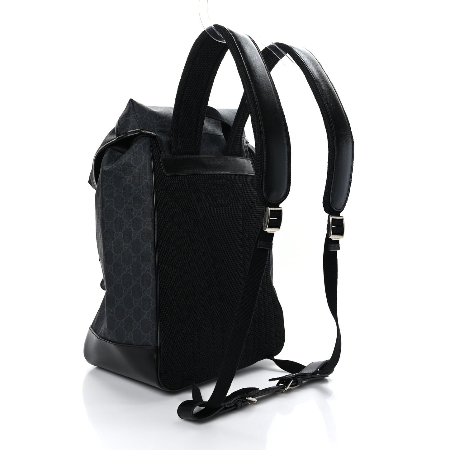 GG Supreme Monogram Azalea Calfskin Medium Retro Interlocking G Backpack Black