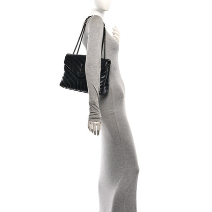 Saint Laurent Calfskin Y Quilted Monogram Monochrome Medium Loulou Chain Satchel Black 2 of 10