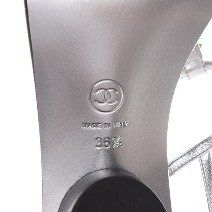 Chanel Lambskin CC Thong Sandals 36.5 Silver 8 of 9