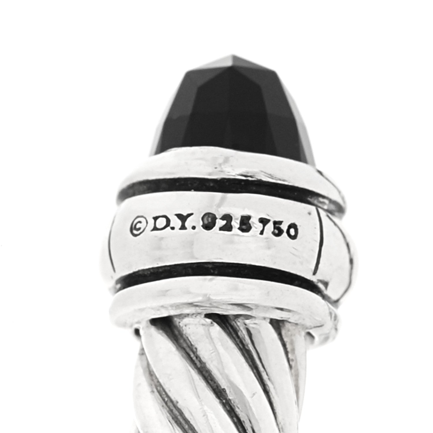 David Yurman Sterling Silver 18K Yellow Gold Black Onyx 4mm Cable Classics Bracelet 3 of 4