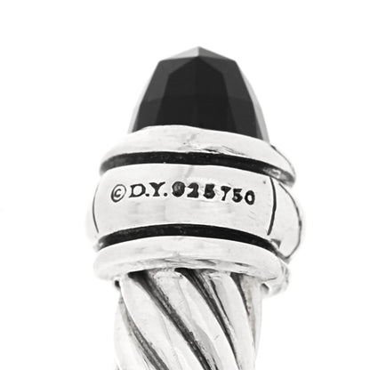 David Yurman Sterling Silver 18K Yellow Gold Black Onyx 4mm Cable Classics Bracelet 3 of 4