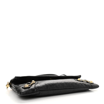 Balenciaga Agneau Giant 12 Gold Hardware Envelope Strap Clutch Black 3 of 9