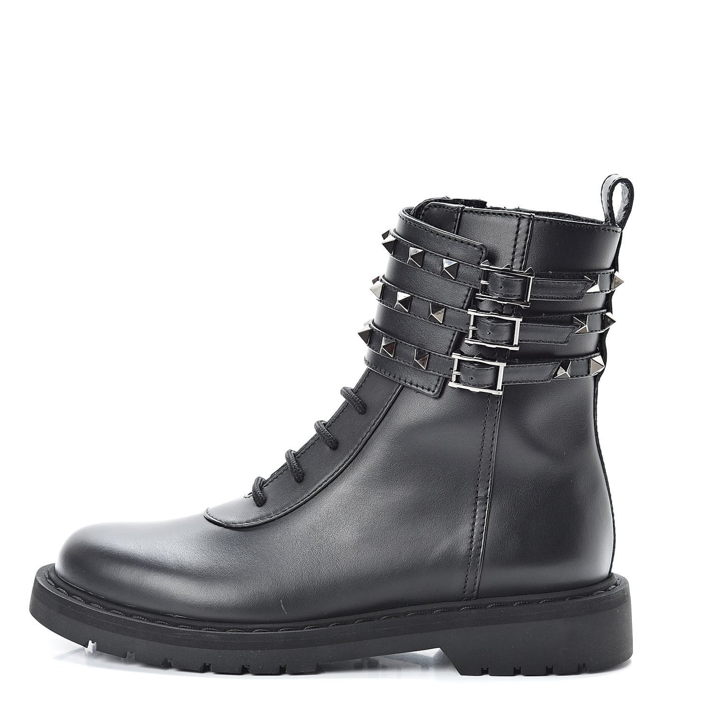 Calfskin Rockstud 20mm Combat Boots 38 Black