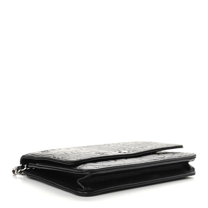 Chanel Lambskin Camellia Embossed Wallet on Chain WOC Black 4 of 11