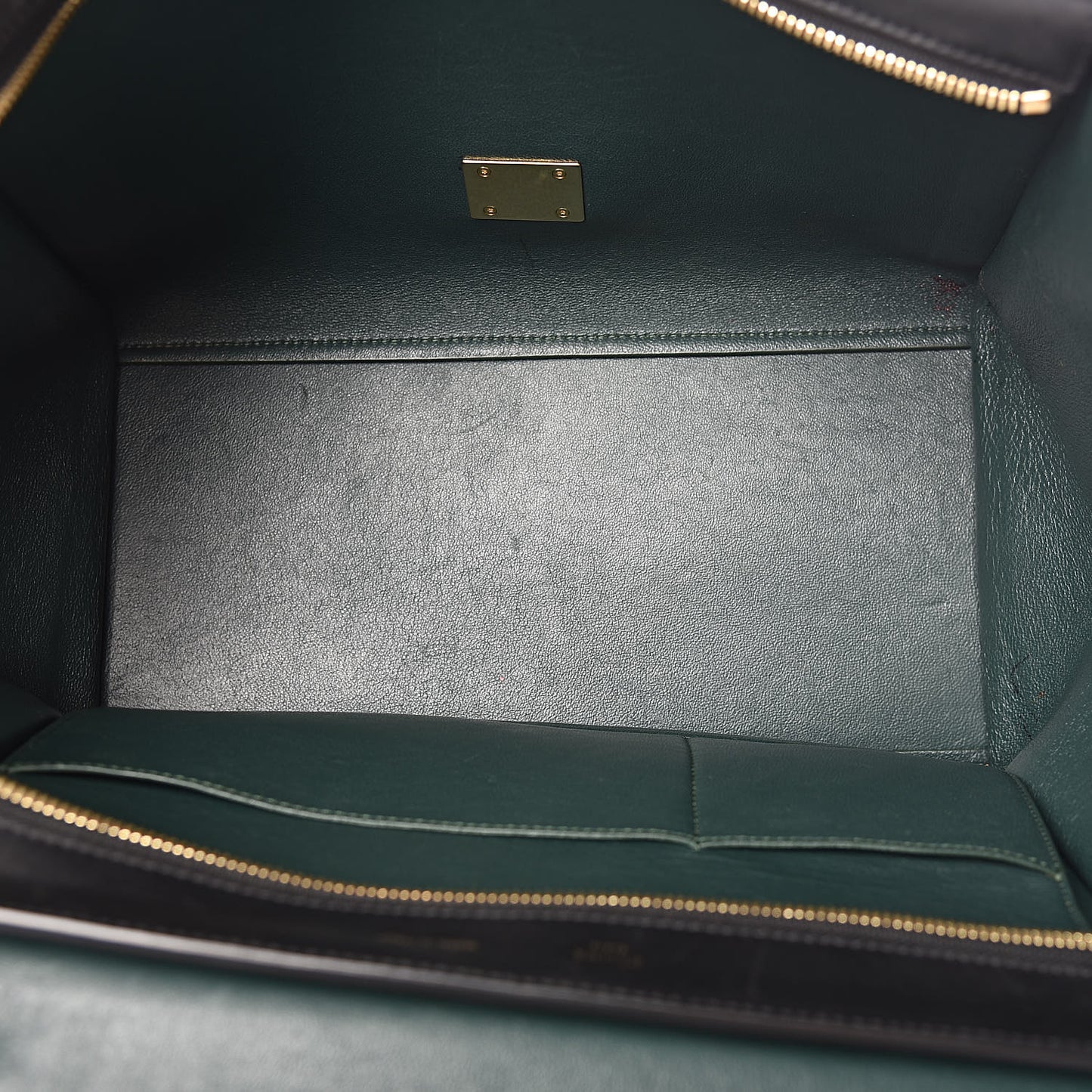 Smooth Calfskin Medium Bi-Color Trapeze Bottle Green Black