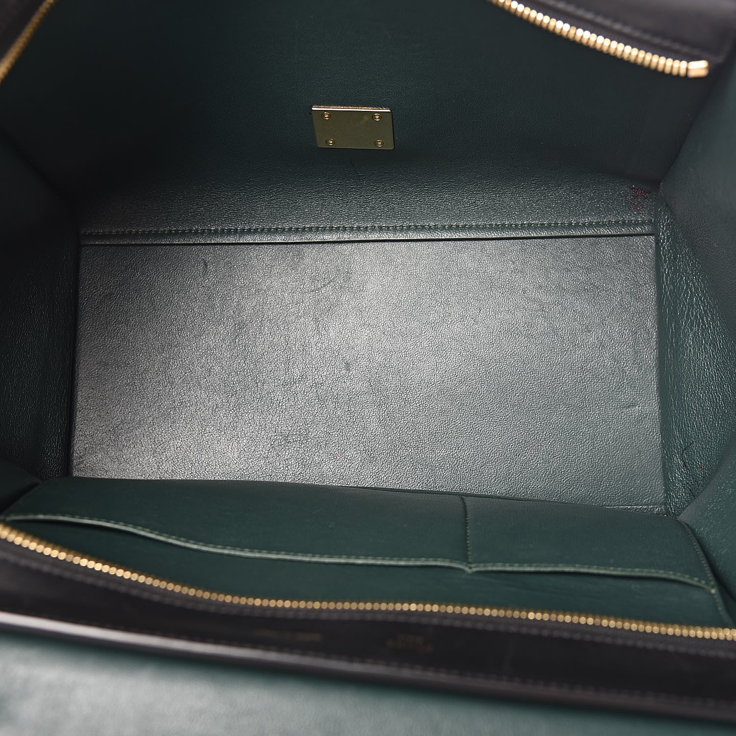 Celine Smooth Calfskin Medium Bi-Color Trapeze Bottle Green Black 5 of 16