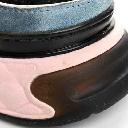 Chanel Fabric Suede CC Sneakers 41 Light Grey Light Blue Fuchsia 12 of 16